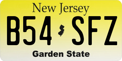 NJ license plate B54SFZ