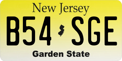 NJ license plate B54SGE