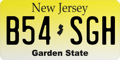 NJ license plate B54SGH