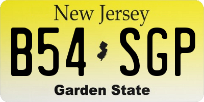 NJ license plate B54SGP