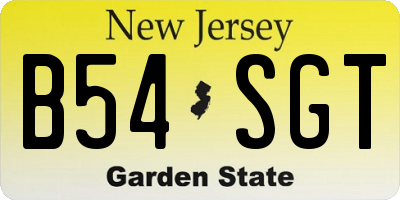 NJ license plate B54SGT