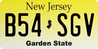 NJ license plate B54SGV