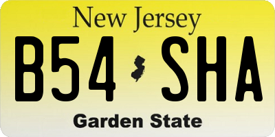 NJ license plate B54SHA