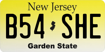 NJ license plate B54SHE