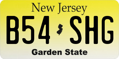 NJ license plate B54SHG
