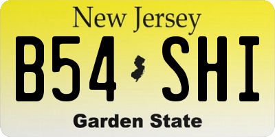 NJ license plate B54SHI