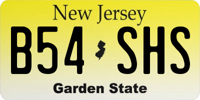 NJ license plate B54SHS