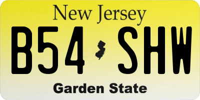 NJ license plate B54SHW