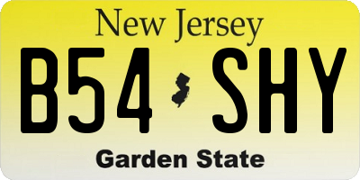 NJ license plate B54SHY