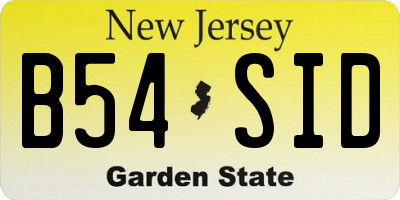 NJ license plate B54SID