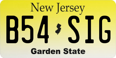 NJ license plate B54SIG