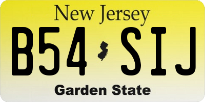 NJ license plate B54SIJ