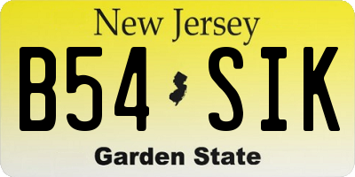 NJ license plate B54SIK