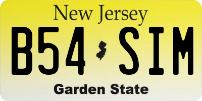 NJ license plate B54SIM