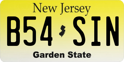 NJ license plate B54SIN