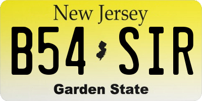 NJ license plate B54SIR