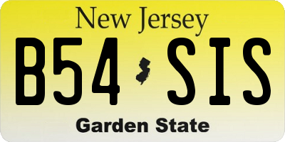 NJ license plate B54SIS