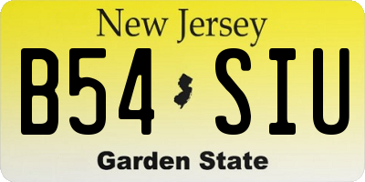 NJ license plate B54SIU