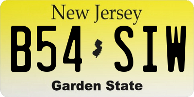 NJ license plate B54SIW