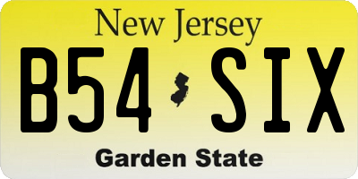 NJ license plate B54SIX