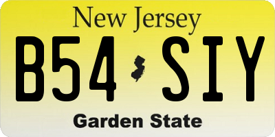 NJ license plate B54SIY