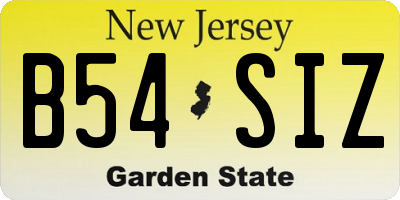 NJ license plate B54SIZ