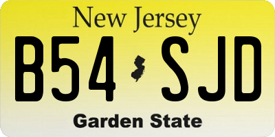 NJ license plate B54SJD
