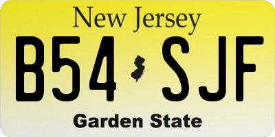NJ license plate B54SJF
