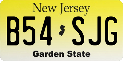NJ license plate B54SJG