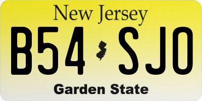 NJ license plate B54SJO