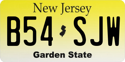 NJ license plate B54SJW