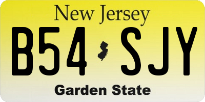 NJ license plate B54SJY