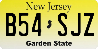 NJ license plate B54SJZ