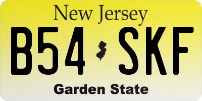NJ license plate B54SKF