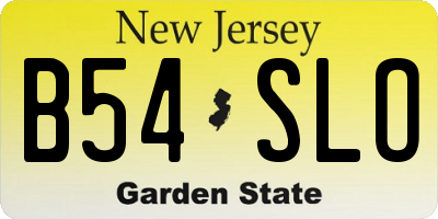 NJ license plate B54SLO