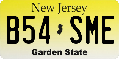 NJ license plate B54SME