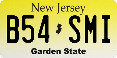 NJ license plate B54SMI