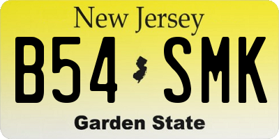 NJ license plate B54SMK