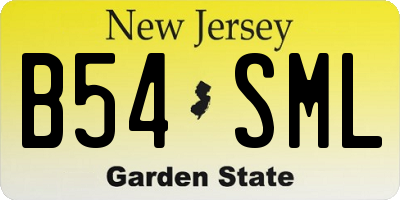 NJ license plate B54SML