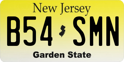 NJ license plate B54SMN