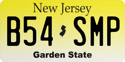 NJ license plate B54SMP