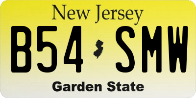 NJ license plate B54SMW
