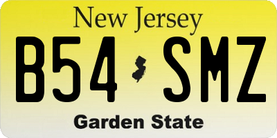 NJ license plate B54SMZ