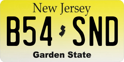 NJ license plate B54SND