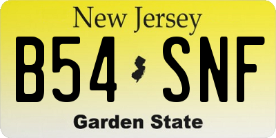 NJ license plate B54SNF
