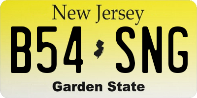 NJ license plate B54SNG