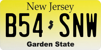 NJ license plate B54SNW