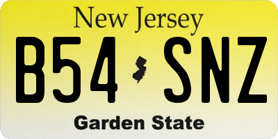 NJ license plate B54SNZ