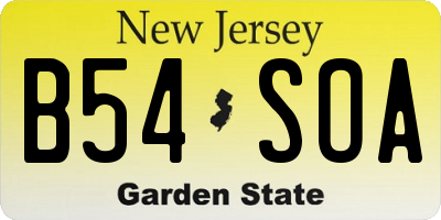 NJ license plate B54SOA