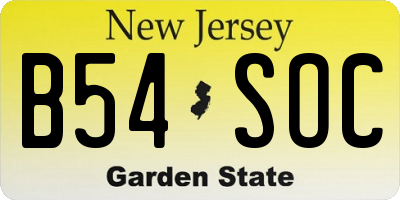 NJ license plate B54SOC